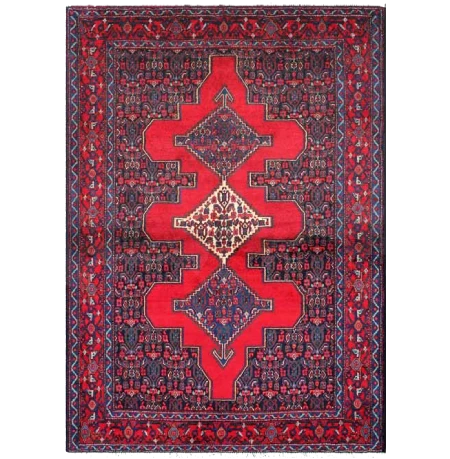 Handmade Red Persian Senneh Wool Rug 010615